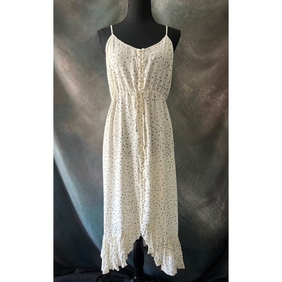 Rails Frida Ivory Speckled Dot Button Front Midi Slip Dress - Size M - Picture 1 of 7